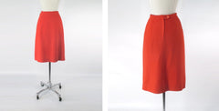Vintage 60s Orange A-Line Midi Skirt S