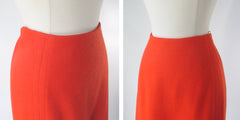 Vintage 60s Orange A-Line Midi Skirt S