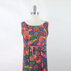 Vintage 60's Psychedelic Paisley Maxi Wrap Dress | One size