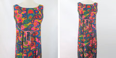 Vintage 60's Psychedelic Paisley Maxi Wrap Dress | One size