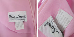 Vintage 70s Pink Pleated Midi Party Dress S/M