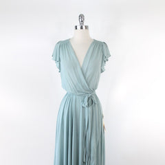 vintage 70s 40s seafoam sheer green blue gown dress Jodi T bodice