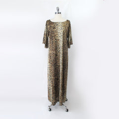vintage 70s 80s Lucie Ann leopard print evening lounge nightgown gown house dress front