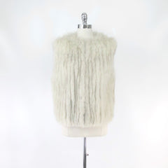 Vintage 70s 80s White Fox Fur Vest M