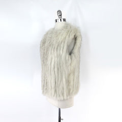 Vintage 70s 80s White Fox Fur Vest M