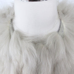 Vintage 70s 80s White Fox Fur Vest M