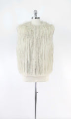Vintage 70s 80s White Fox Fur Vest M