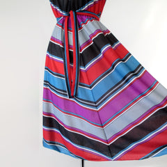 Vintage 70s Chevron Stripe Sundress Dress S | XS