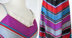 Vintage 70s Chevron Stripe Sundress Dress S | XS