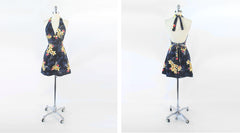 vintage 70s mini halter Hawaiian Hawaii Nei Honolulu barckcloth top dress bombshell bettys vintage full