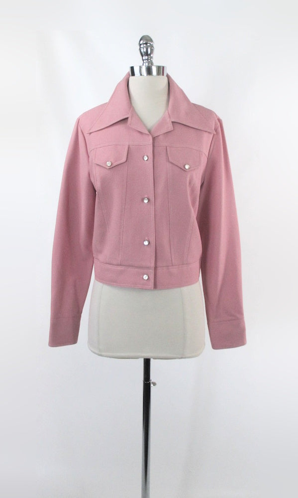 Vintage 70s Pink Cropped Trucker Jacket M