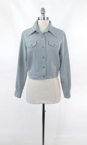 Vintage 70s Steel Blue Cropped Trucker Jacket M