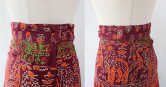 Vintage 70s Mahudi Block Print Cotton Wrap Skirt India M