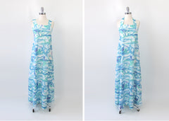 vintage 70s Pomare Hawaiian Hawaii vacation maxi summer sundress dress gown full