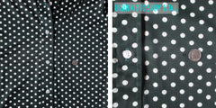 Vintage 70s Black White Polka Dot Button Down Top | Blouse M