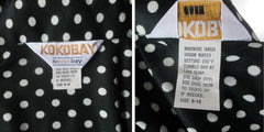 Vintage 70s Black White Polka Dot Button Down Top | Blouse M