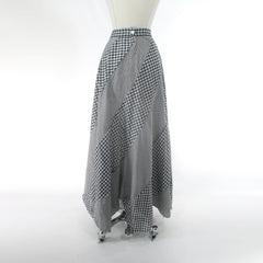 Vintage 70s Swirled Pinwheel Gingham Maxi Skirt M