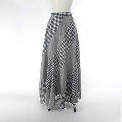 Vintage 70s Swirled Pinwheel Gingham Maxi Skirt M