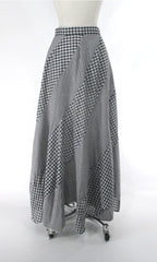 Vintage 70s Swirled Pinwheel Gingham Maxi Skirt M