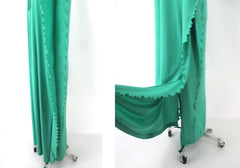 Vintage 70s Green Batwing Kaftan Caftan Dress Gown L | XL