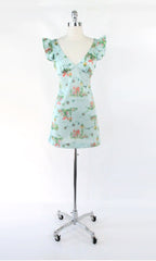 Vintage 70s Ruffled Swim Summer Top |  Micro Mini Dress XS
