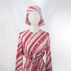 Vintage 70s' Melting Stripes Dress & Matching Head Scarf