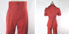 Vintage 70s Burnt Orange Bell Bottom Pants & Top Set S