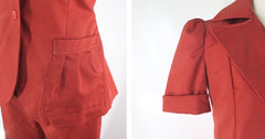 Vintage 70s Burnt Orange Bell Bottom Pants & Top Set S