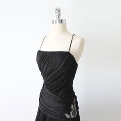 vintage 80s black bubble hem silver sequins goddess draped party dress bodice