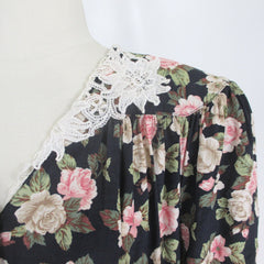 Vintage 80s Cottage Roses & Lace Tea Dress 20 Plus XXL | 2X