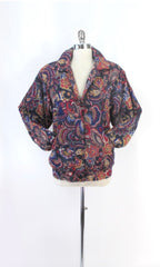 vintage 80s Lilli Ann Collection quilted paisley silk windbreaker jacket light coat large web gallery