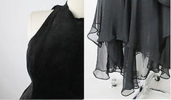 vintage 80s black suede leather glam rock sheath dress sheer hanky hem dagger rhinestone bow party dress bombshell bettys vintage details