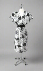 Vintage 80s Big Shoulder Cut Out Dress M