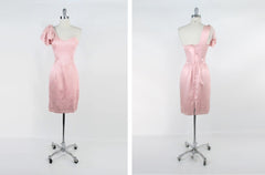 Vintage 80s Pink Satin Gunne Sax Party Dress XS