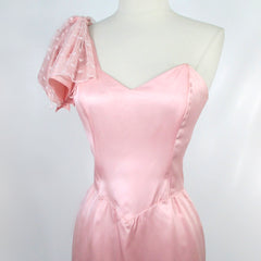 Vintage 80s Pink Satin Gunne Sax Party Dress XS