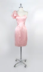 Vintage 80s Pink Satin Gunne Sax Party Dress XS