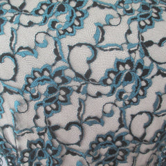 Vintage 80s Sheer Blue & Black Lace Dress S