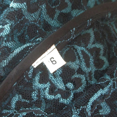 Vintage 80s Sheer Blue & Black Lace Dress S