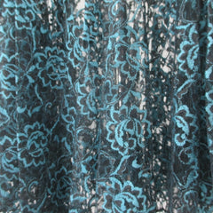 Vintage 80s Sheer Blue & Black Lace Dress S