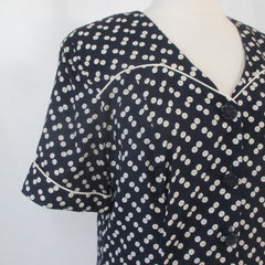 Vintage 90s 30s Style Novelty Button Print Rayon Dress L