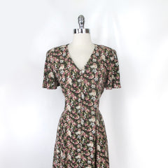 vintage 90s grunge floral tea garden flower CDC large maxi dress  bodice