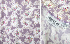 vintage 90s 1990s Caroline Wells lavender tea floral spring midi dress  tag