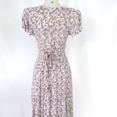 vintage 90s 1990s Caroline Wells lavender tea floral spring midi dress  bodice back