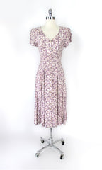 vintage 90s 1990s Caroline Wells lavender tea floral spring midi dress gallery
