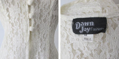 Vintage 90s Antique White Lace Dress | Overdress S