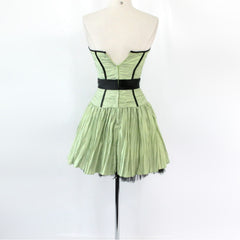 vintage 90s green gunne sax mini party dress back close