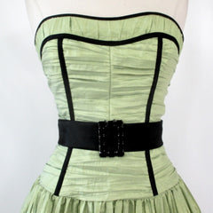 vintage 90s green gunne sax mini party dress belt