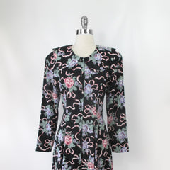 Vintage 90s Cottage Roses Mini Dress L