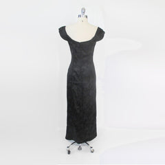 vintage 90s black satin sweetheart party dress gown holiday special occasion back