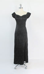 Vintage 90s Black Satin Sweetheart Gown XS